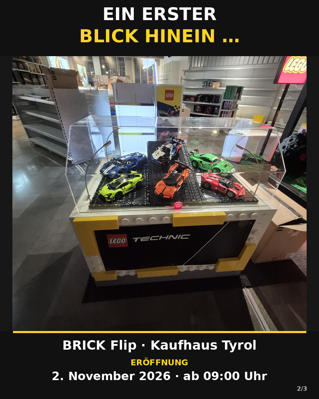Erster Einblick in den Aufbau mit LEGO Technic Vitrine