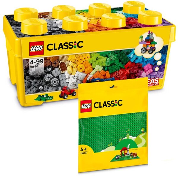 LEGO Classic 2er Set 10696 Bausteine-Box + grüne Grundplatten