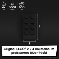 Original LEGO Basic Bricks | 100 PCS 2x4 Stein (3001) Schwarz