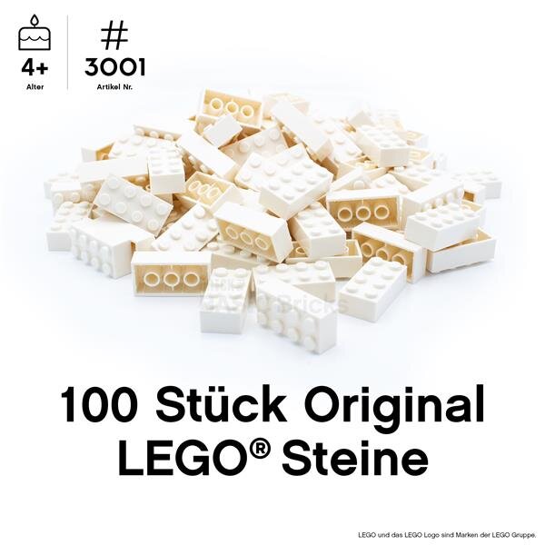 Original LEGO Basic Bricks | 100 PCS 2x4 Stein (3001) Weiß