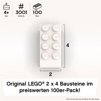 Original LEGO Basic Bricks | 100 PCS 2x4 Stein (3001) Weiß