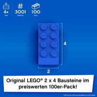 Original LEGO Basic Bricks | 100 PCS 2x4 Stein (3001) Blau