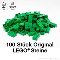 Original LEGO Basic Bricks | 100 PCS 2x4 Stein (3001) Grün