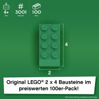 Original LEGO Basic Bricks | 100 PCS 2x4 Stein (3001) Grün