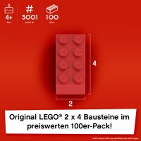 Original LEGO Basic Bricks | 100 PCS 2x4 Stein (3001) Rot