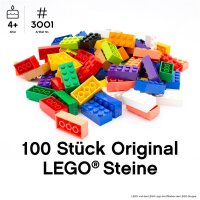Original LEGO Basic Bricks | 100 PCS 2x4 Stein (3001) Mixed