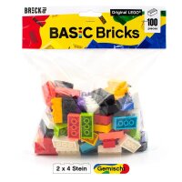 Original LEGO Basic Bricks | 100 PCS 2x4 Stein (3001) Mixed