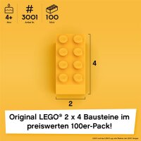 Original LEGO Basic Bricks | 100 PCS 2x4 Stein (3001) Hellorange