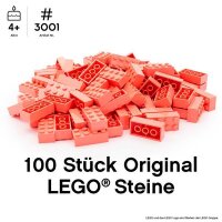Original LEGO Basic Bricks | 100 PCS 2x4 Stein (3001) Coral