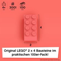 Original LEGO Basic Bricks | 100 PCS 2x4 Stein (3001) Coral