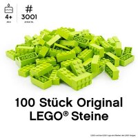 Original LEGO Basic Bricks | 100 PCS 2x4 Stein (3001) Lime