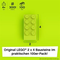 Original LEGO Basic Bricks | 100 PCS 2x4 Stein (3001) Lime