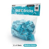 Original LEGO Basic Bricks | 100 PCS 2x4 Stein (3001) Medium Azure