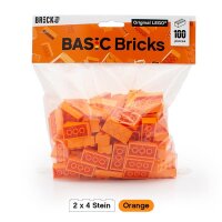 Original LEGO Basic Bricks | 100 PCS 2x4 Stein (3001) Orange
