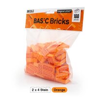 Original LEGO Basic Bricks | 100 PCS 2x4 Stein (3001) Orange