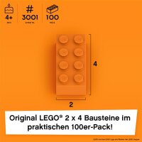 Original LEGO Basic Bricks | 100 PCS 2x4 Stein (3001) Orange