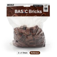 Original LEGO Basic Bricks | 100 PCS 2x4 Stein (3001) Reddish Brown