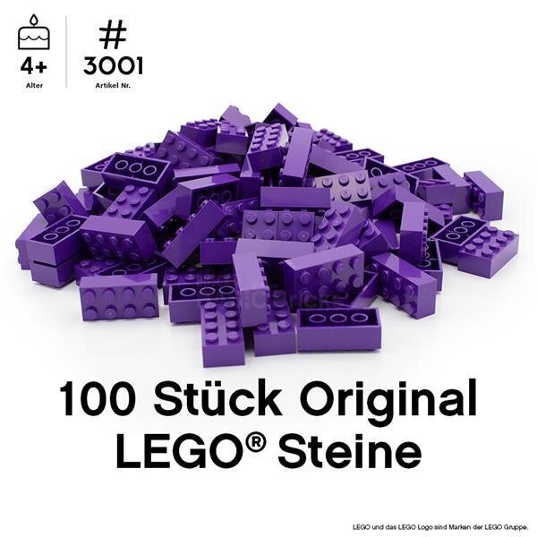 Original LEGO Basic Bricks | 100 PCS 2x4 Stein (3001) Violett