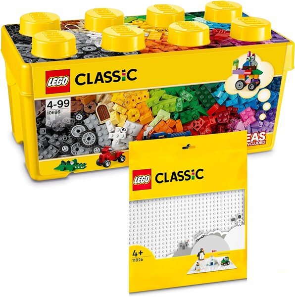 Classic Bausteine-Box Mittelgroß + Weiße Bauplatte