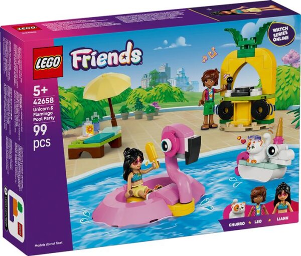 Poolparty mit Einhorn und Flamingo