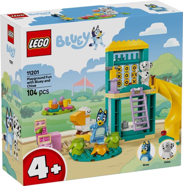 Bluey und Chloe auf dem Spielplatz