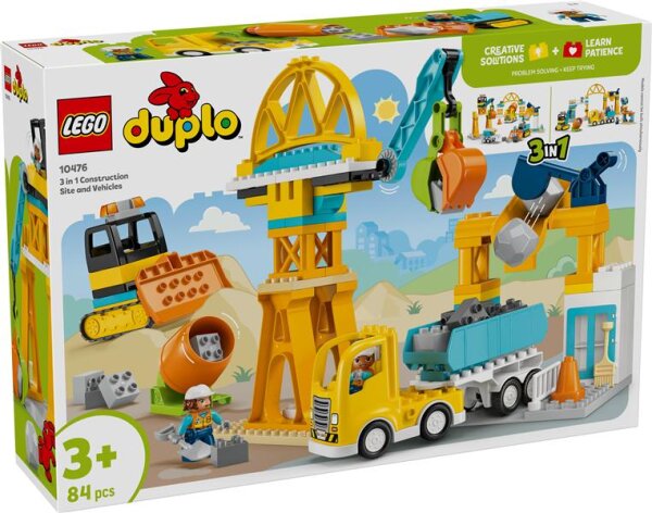 Baustelle mit Baufahrzeugen – 3-in-1-Set