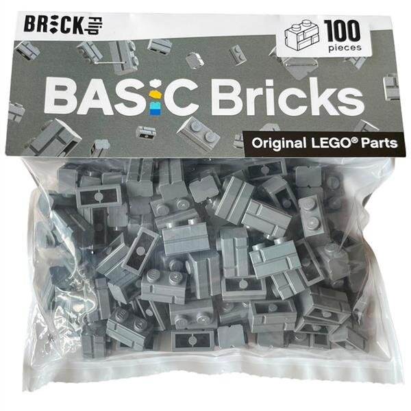 Original LEGO Basic Bricks | 100 PCS 1x2 Masonry (98283) Dark Bluish Gray